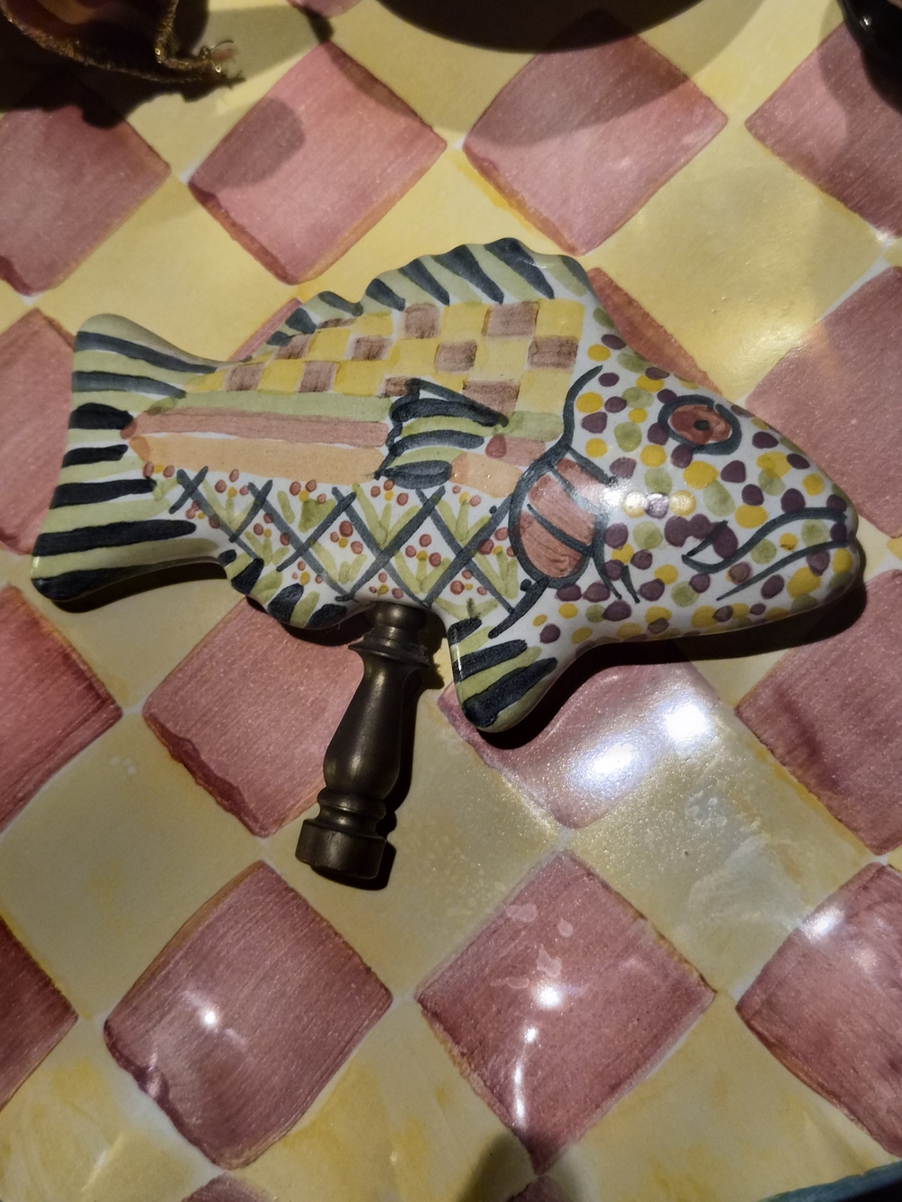 MacKenzie-Childs Vintage Ceramic Fish Finial For A Lamp